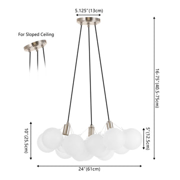 Aubrey 24" 3-Light Mid-Century Glam Frosted Glass Orb LED Chandelier - JONATHAN Y